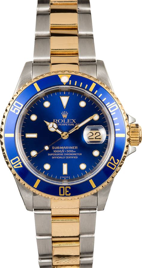 two-tone submariner blue face rolex|Rolex 16613 years of production.